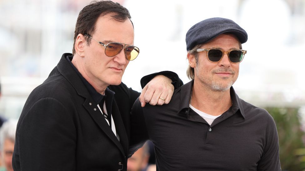 uentin Tarantino and Brad Pitt attend the photocall for "Once Upon A Time In Hollywood" during the 72nd annual Cannes Film Festival on May 22, 2019 in Cannes, France.