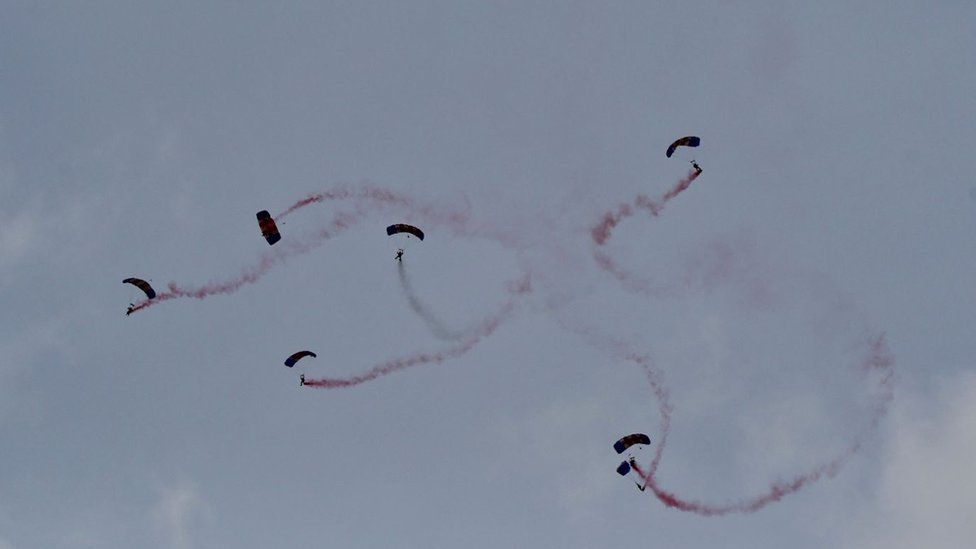 the RAF Falcons parachute display team