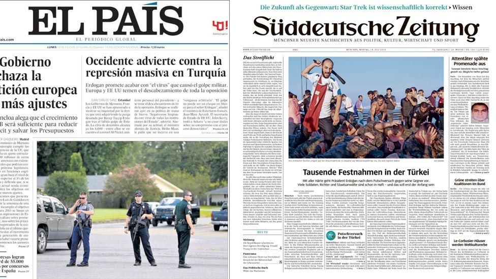 Composite Image of European front pages