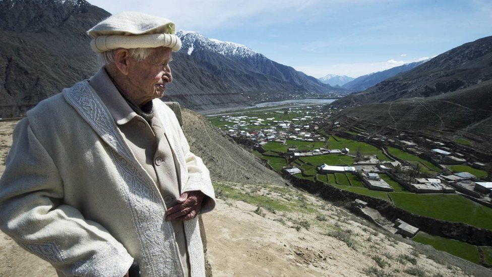 Maj Langlands looks out over a valley in northern Pakistan
