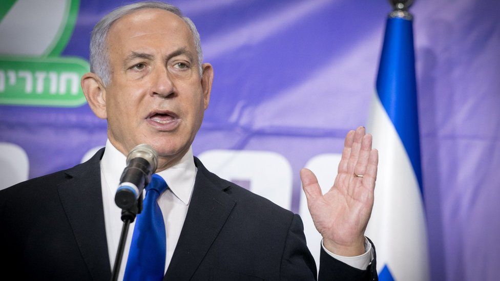 Биньямин Нетаньяху выступает в Тель-Авиве, Израиль (8 марта 2021 г.)