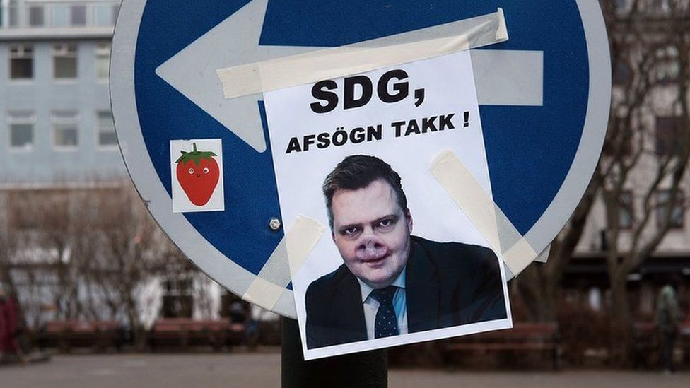 A picture mimicking former Icelandic Prime Minister Sigmundur David Gunnlaugsson