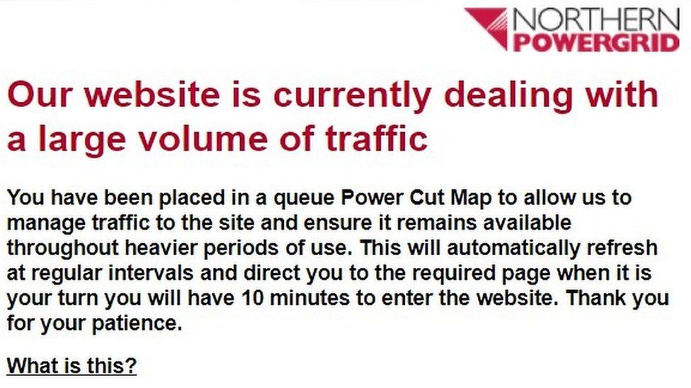 Message on Northern Powergrid's webite