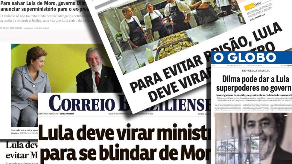 Composite of Brazilian front pages