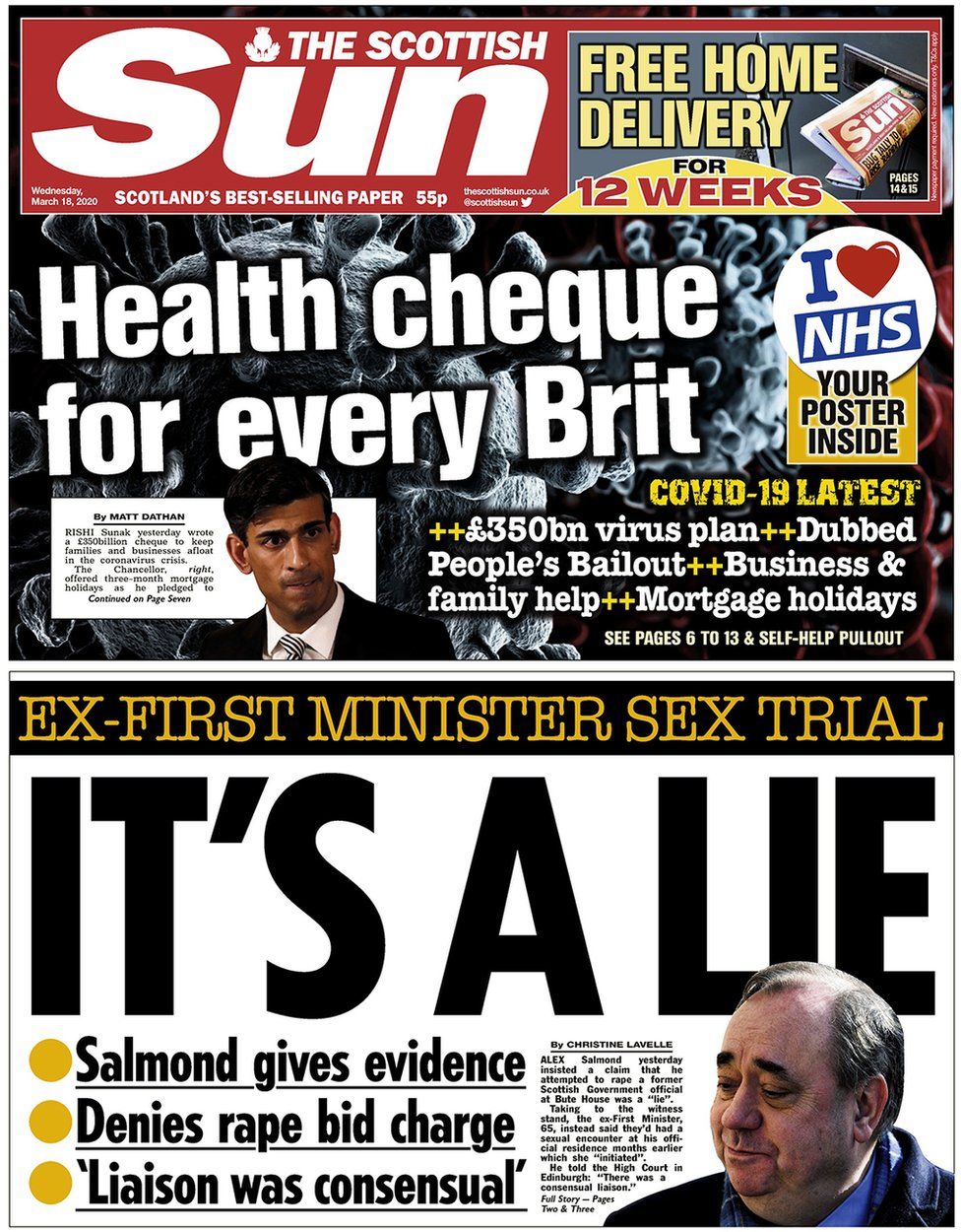 Scotland's papers: Virus rescue package and the Alex Salmond trial ...