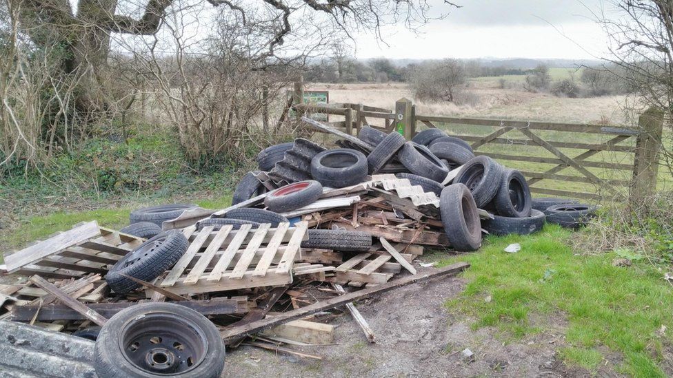 Pile of fly-tipped rubbish