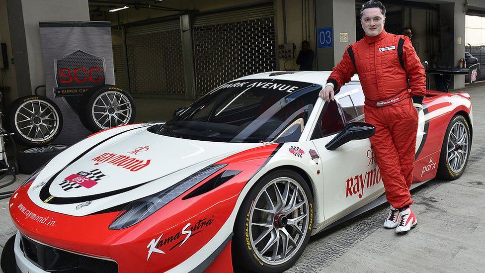 GREATER NOIDA, INDIA - FEBRUARY 12: Gautam Singhania, Chairman and MD Raymond Ltd, during Ferrari 458 Challenge at Buddh International Circuit in Greater Noida on Tuesday. (Photo by K Asif/The India Today Group via Getty Images)