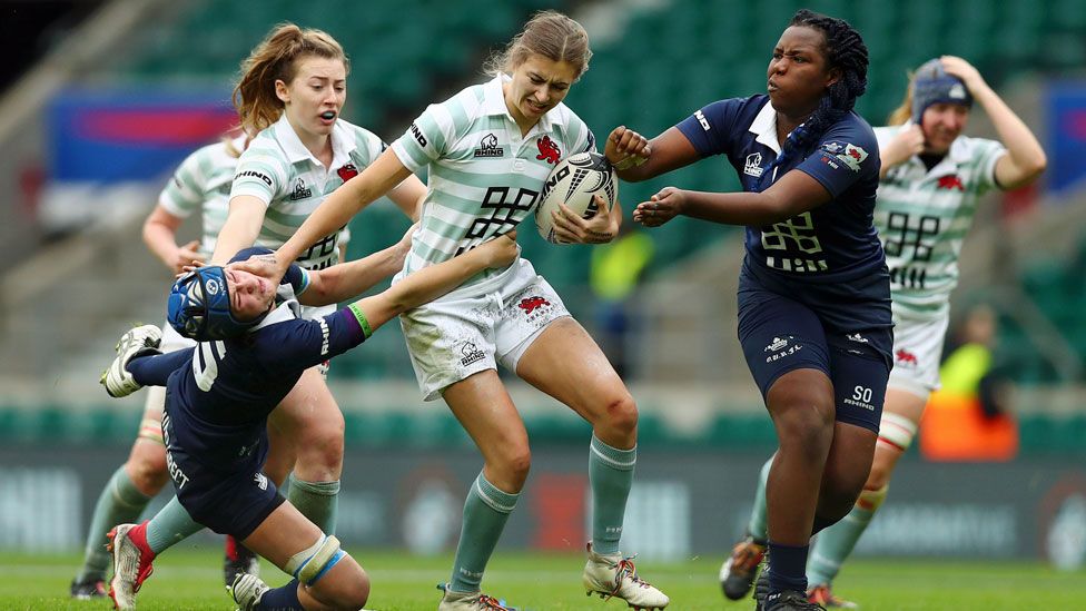 An Oxford University v Cambridge University women's rugby match