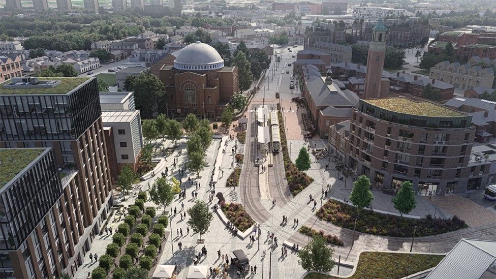 Aerial view of the how the new Station Square could look