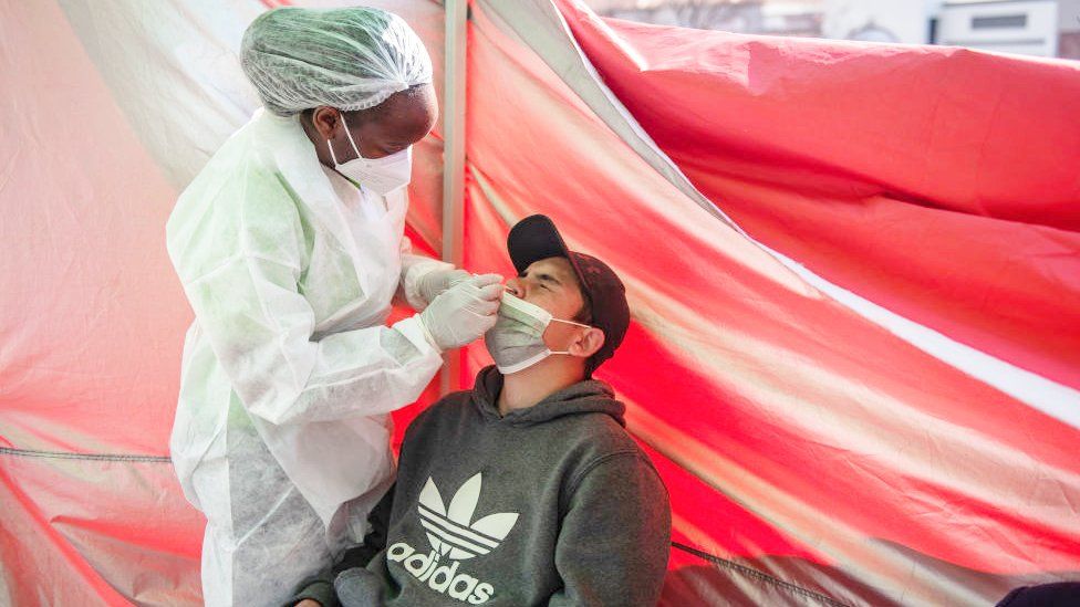 A man gets tested for Covid-19 in South Africa. File photo