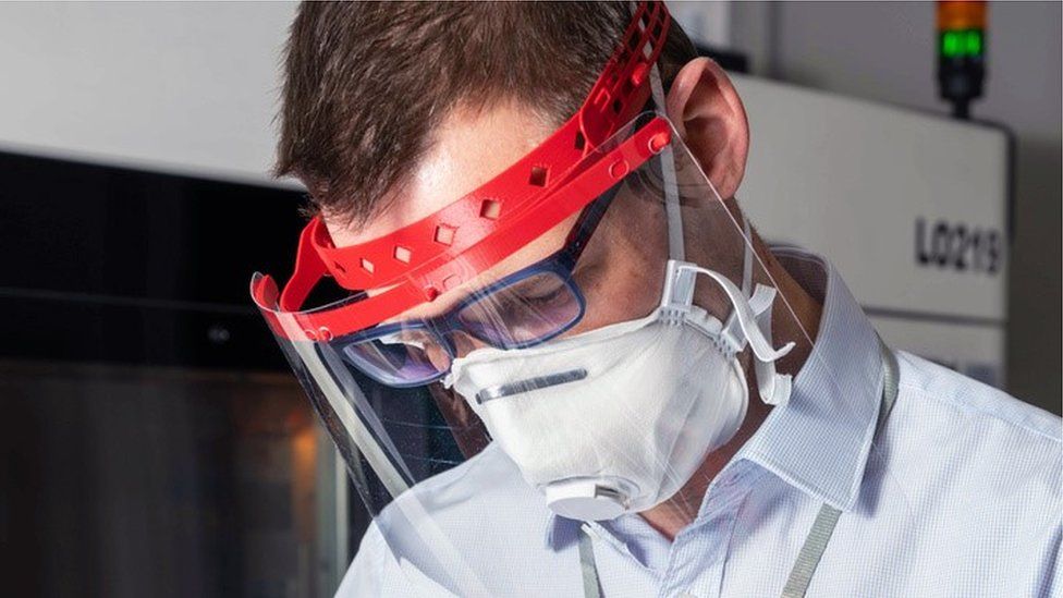 Image showing 3D printed face shield being worn