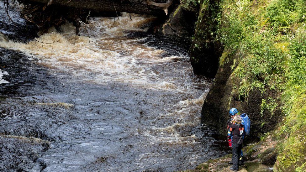 The search is taking place along the River North Esk near the village of Edzell in Angus
