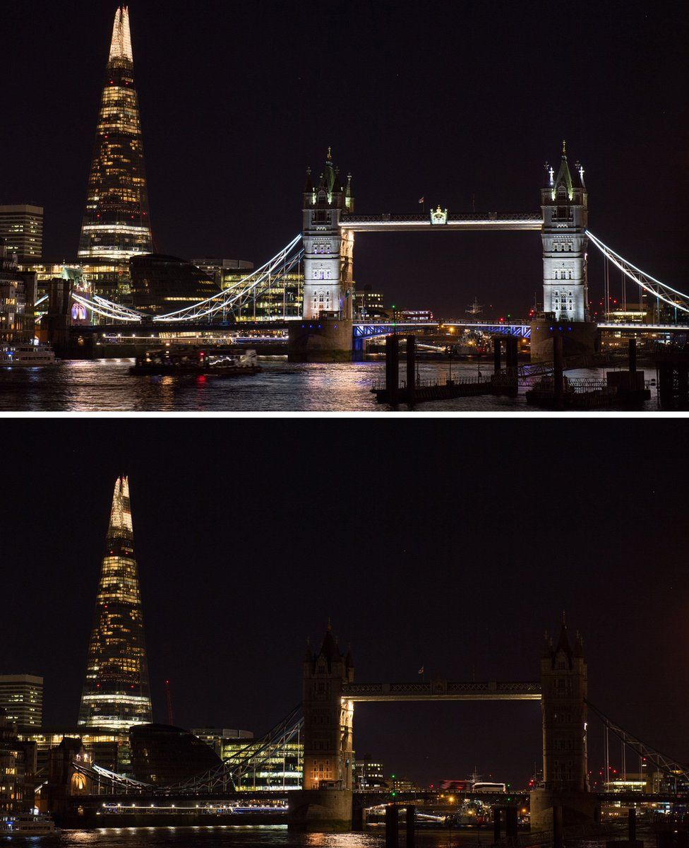 The lights switched off at London's Tower Bridge