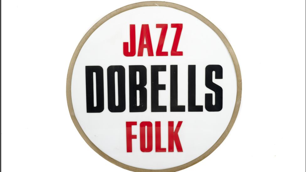 Circular sign for Dobell's jazz and folk record store