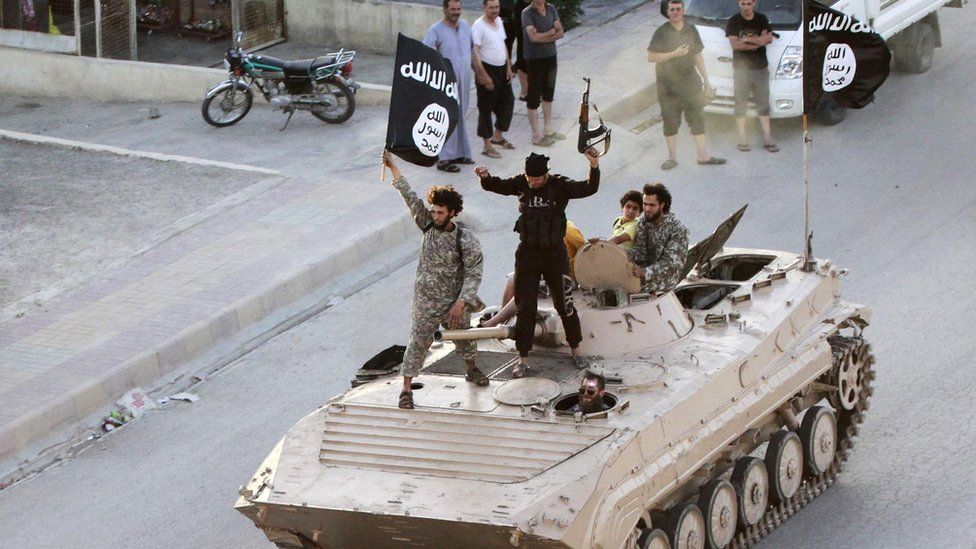 Islamic State militants in Raqqa, Syria - file pic