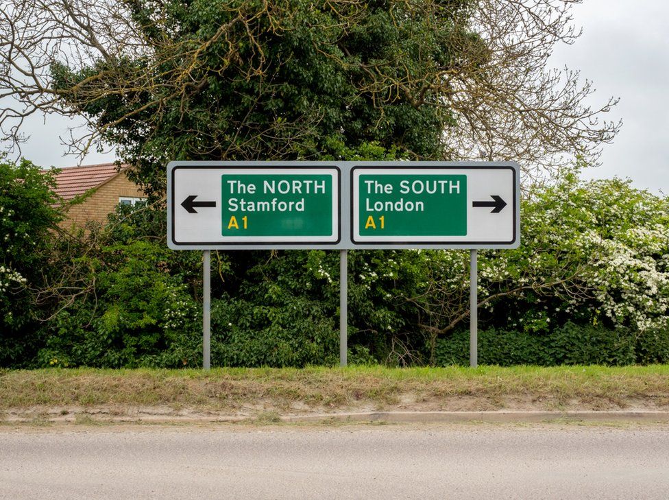 The NORTH. The SOUTH. Stibbington, Cambridgeshire.