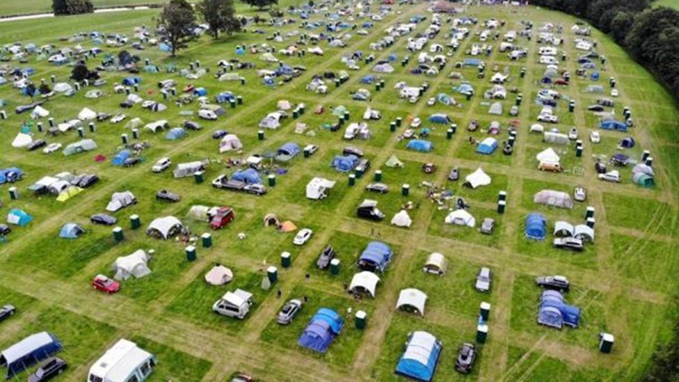 Aerial view of festival