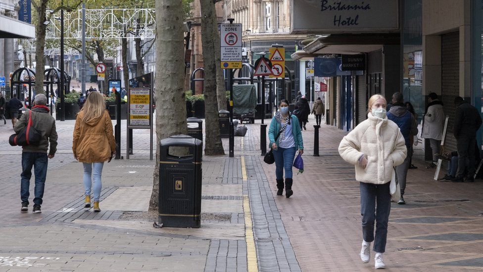 A quiet New Street in the city centre as all non-essential shops are closed while others remain trading on 5th November 2020 in Birmingham,