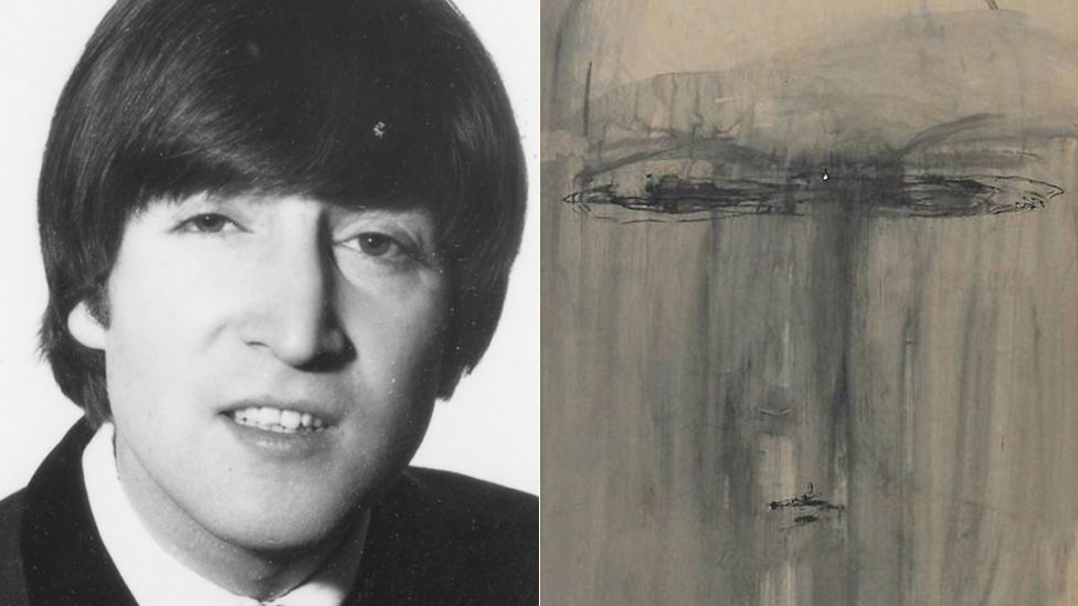 John Lennon and Stuart Sutcliffe's portrait of him (detail)