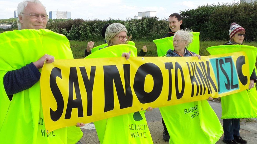 Anti-nuclear campaigners at Hinkley Point