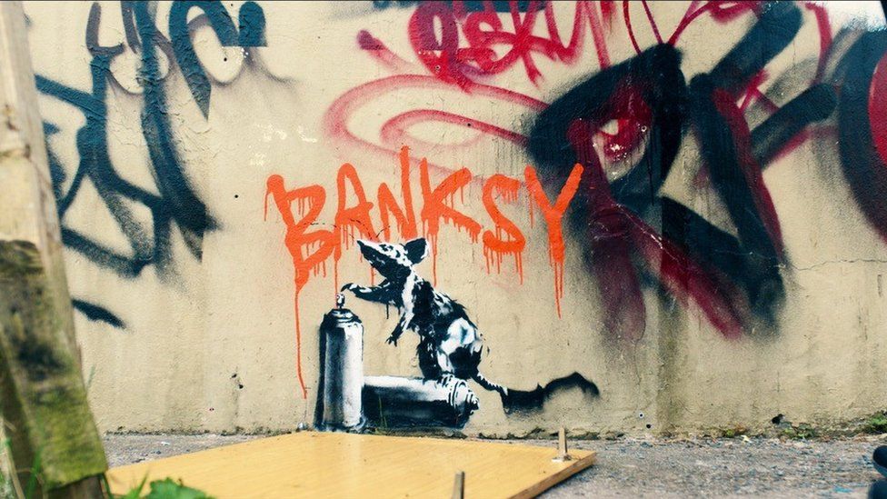 Banksy rat on the set of The Outlaws