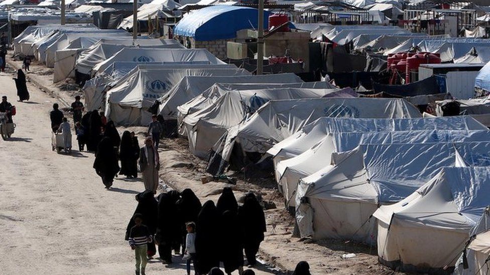 The al-Hol camp in Syria where women and children linked to IS are held