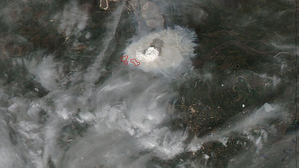 A Nasa satellite image shows the wildfire in Fort McMurray
