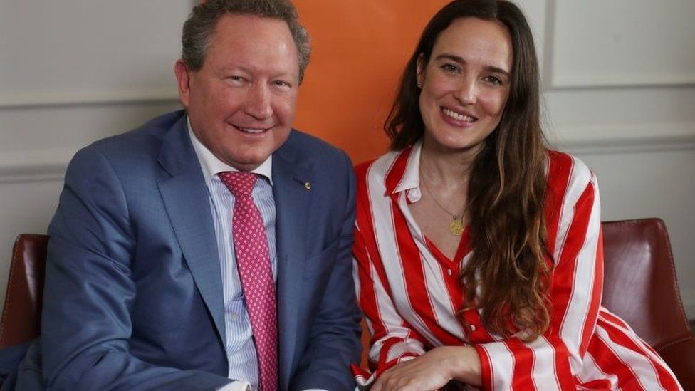 Australian philanthropist Andrew Forrest and Jess Mills, daughter of Baroness Tessa Jowell