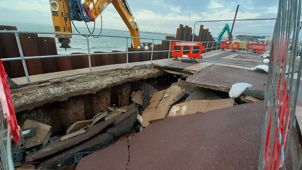 Collapsed pavement at Southsea