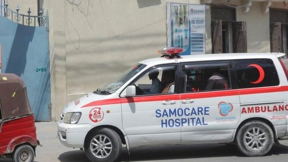 Ambulance driving into hospital in Somalia