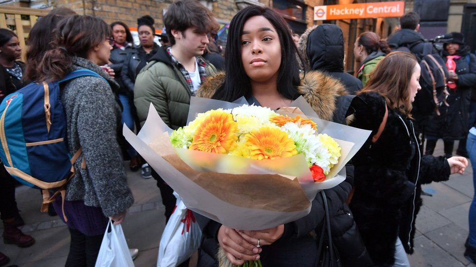 A protester in Hackney