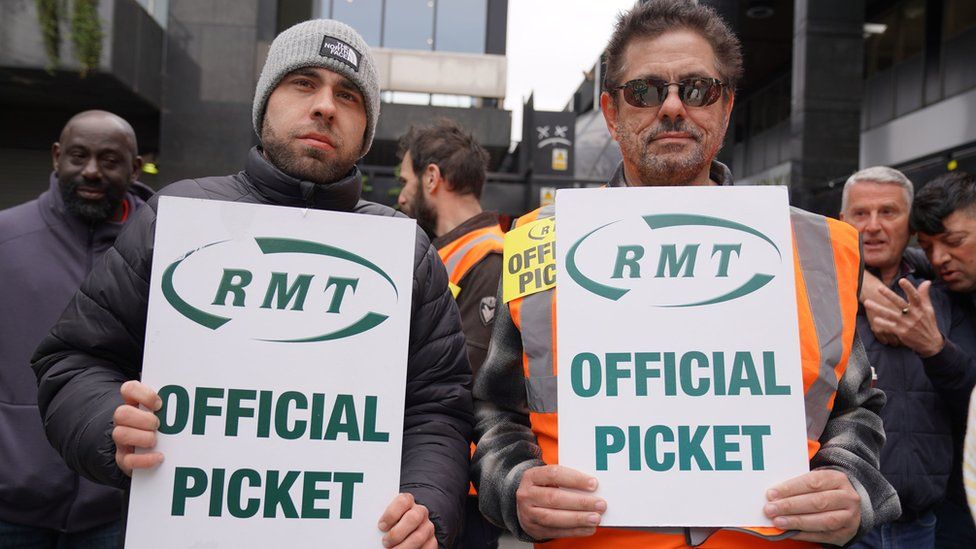 RMT members on the picket line