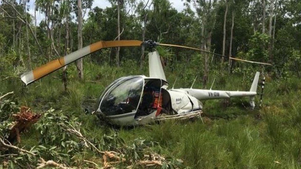 Photo of the crashed helicopter