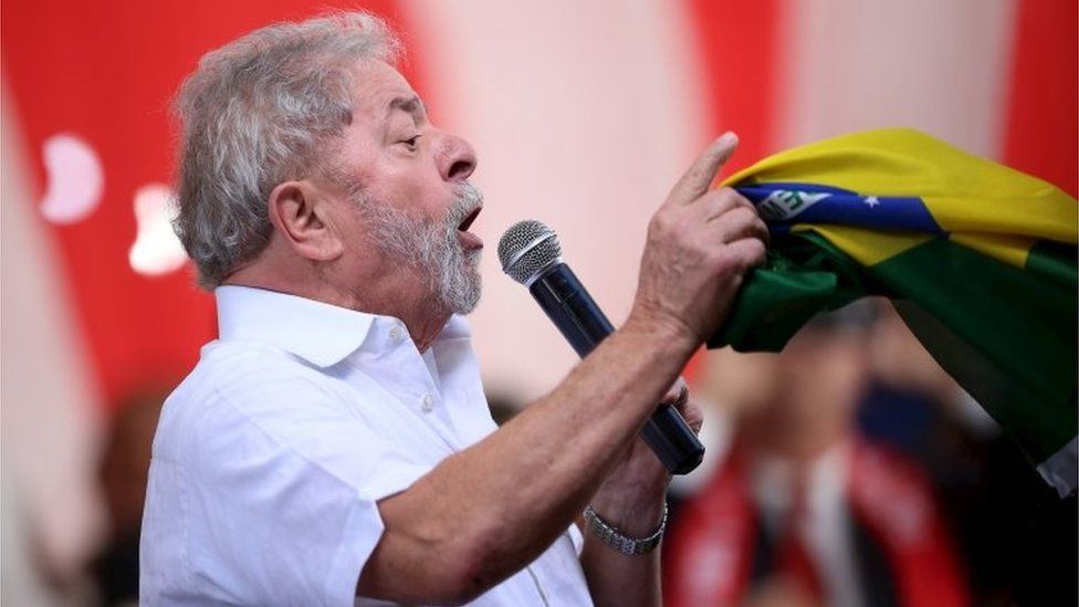 Brazil's former President Luiz Inacio Lula da Silva speaks during a rally of Social Movements for Democracy, in a camp set up by supporters of President Dilma Rousseff in Brasilia, Brazil April 16, 2016