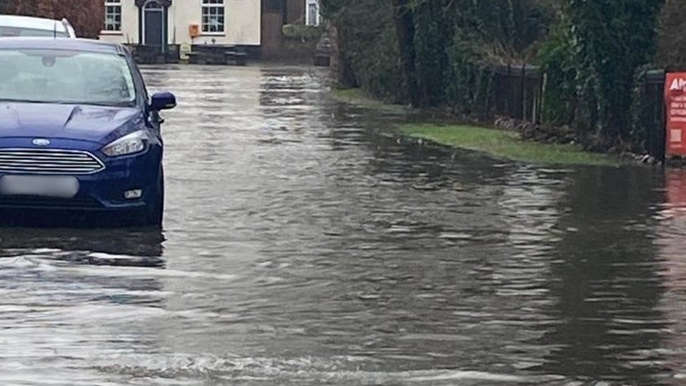 Flooding in Long Itchington, Warwickshire