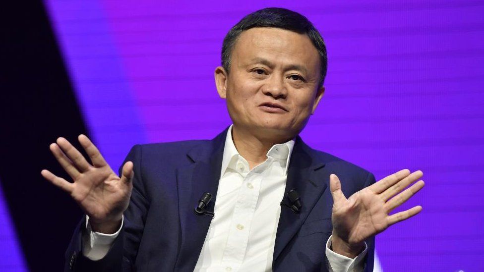 Jack Ma gestures at an event