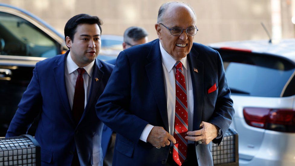 Rudy Giuliani arriving to court on 14 December