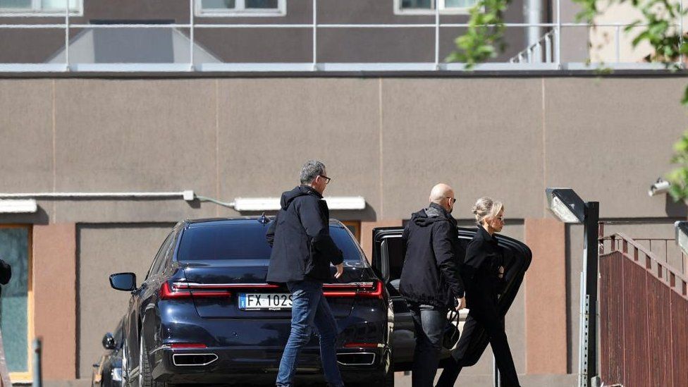 Former Italian Prime Minister Silvio Berlusconi's daughter, Marina Berlusconi, arrives at 'San Raffaele' hospital where Berlusconi is hospitalised, in Milan, Italy, April 6, 2023