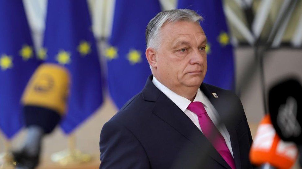 Hungary's Prime Minister Viktor Orban arrives for a European Council in Brussels, Belgium, 14 December 2023
