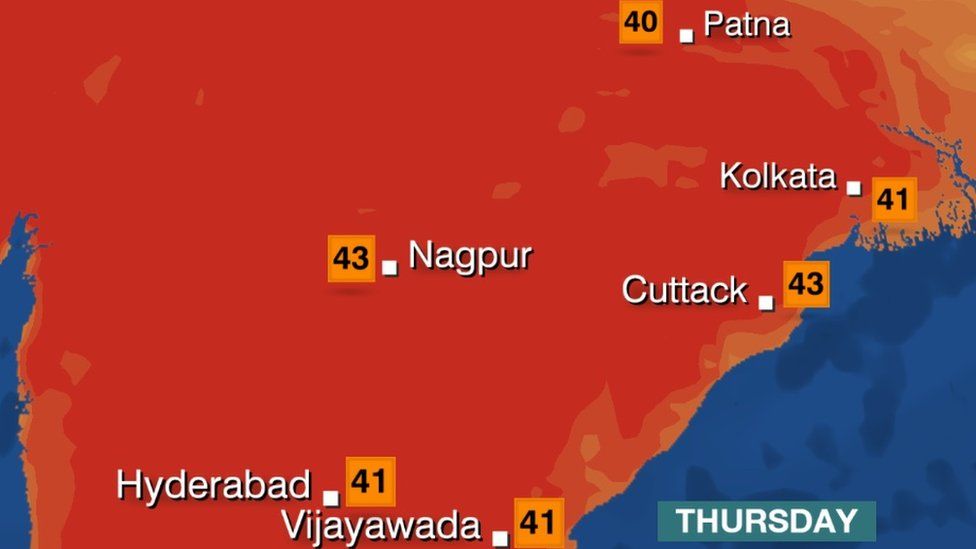 карта температуры в Индии