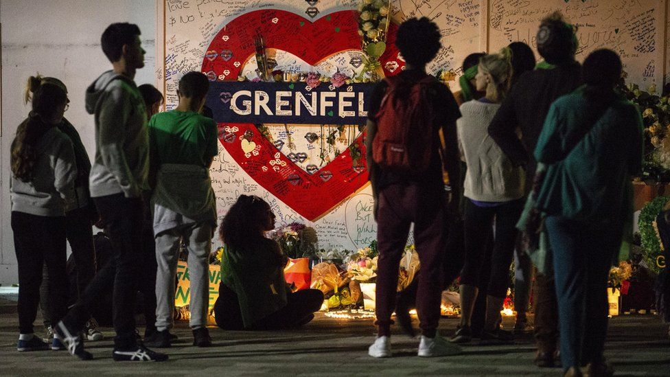 A vigil at Grenfell Tower to mark one-year anniversary