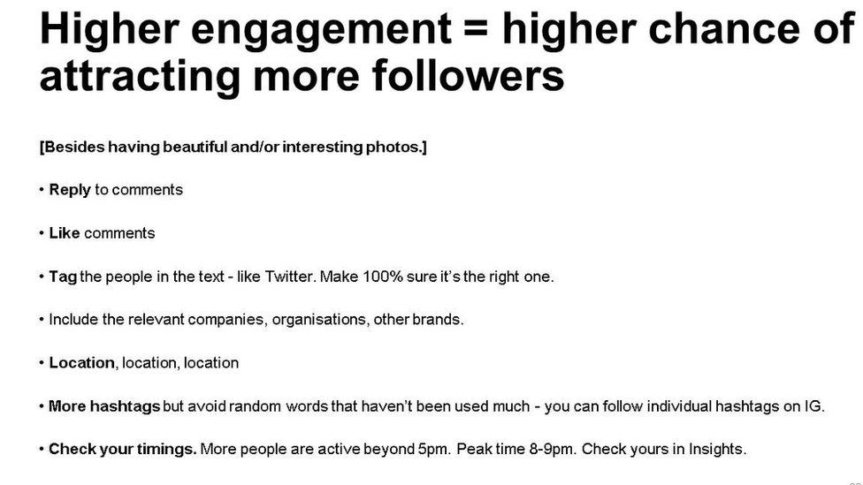 Slide showing: "Higher engagement = higher chance of attracting more followers"