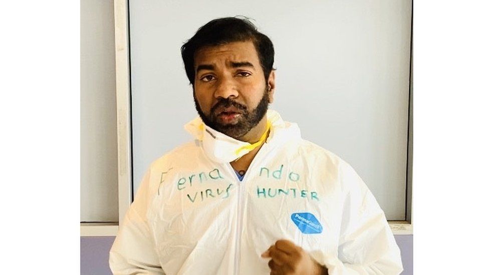 Dr. Rajeev Fernando working at an emergency hospital set up in New York