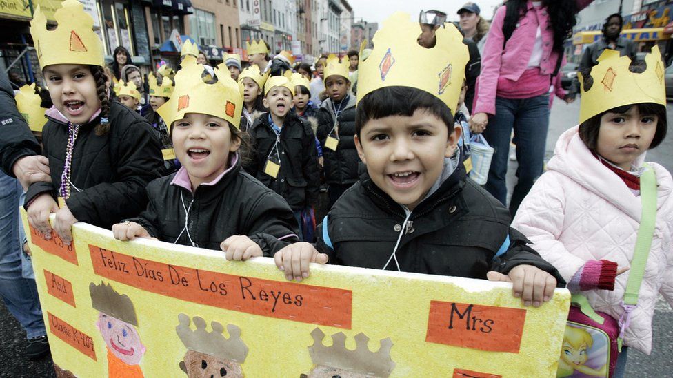 Children celebrate the Dia de los Reyes in New York