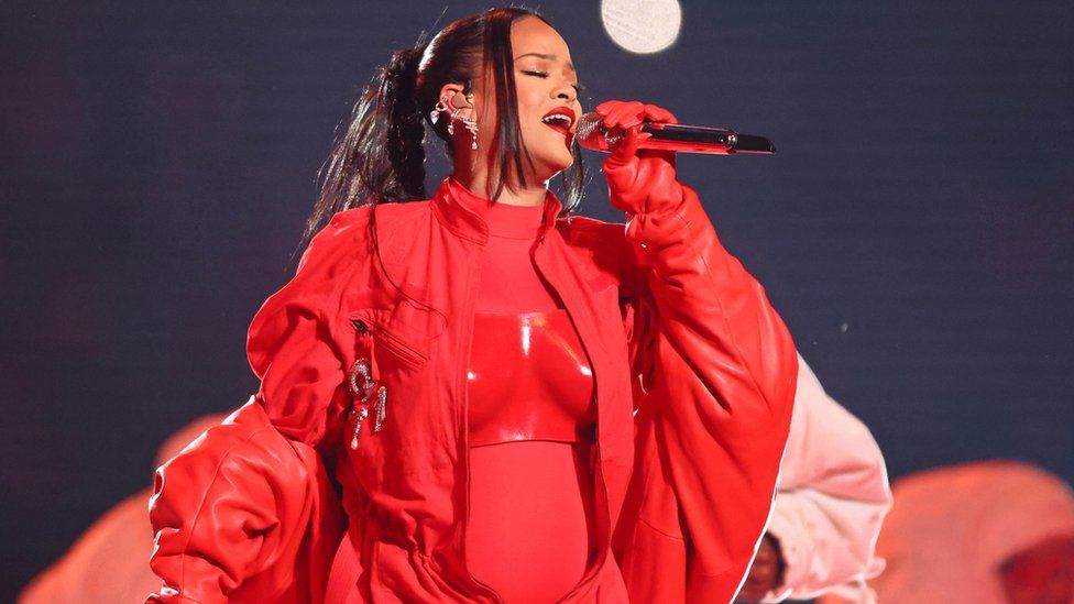 Rihanna performs at the Super Bowl half-time show