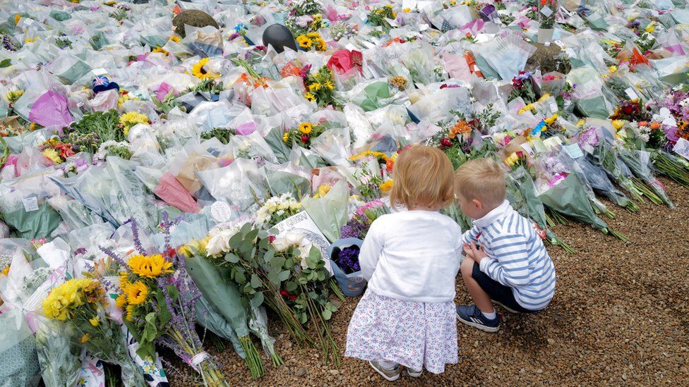 Floral tributes left at Sandringham