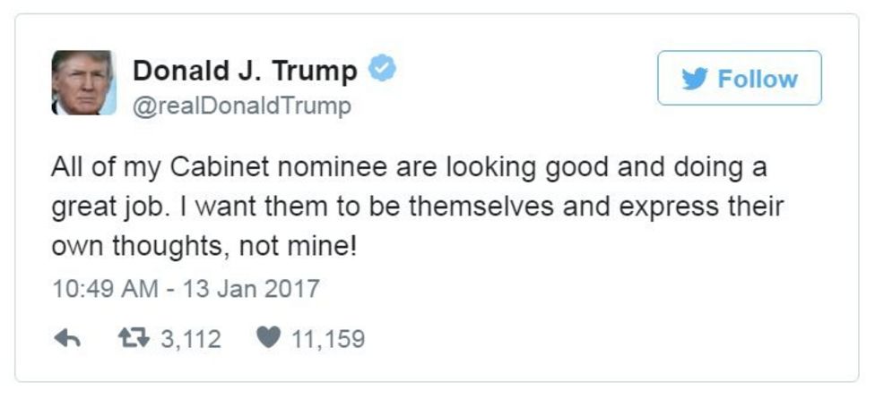 Trump's Cabinet Nominees Contradict Him On Key Issues - BBC News