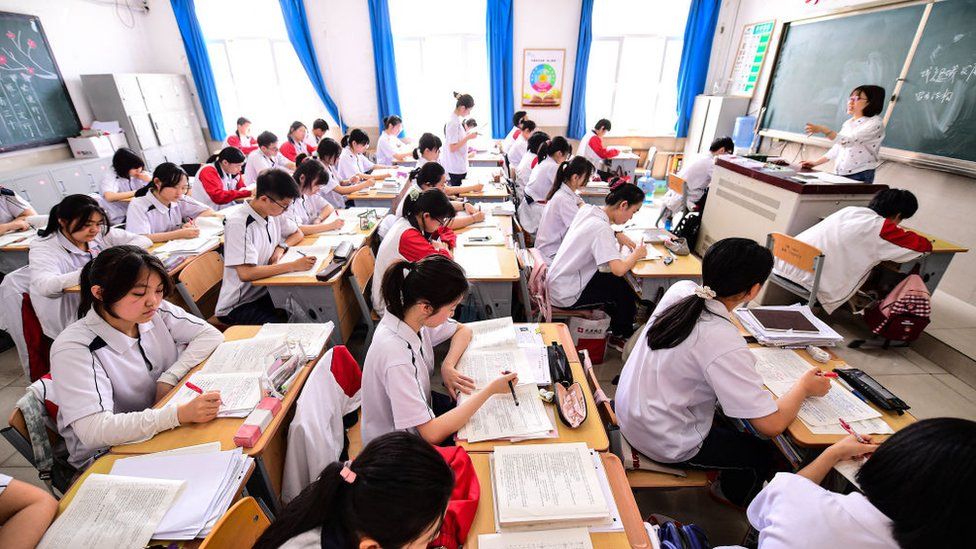Students study in the classroom for the upcoming national college entrance exam on May 19, 2022 in Shenyang, Liaoning Province of China.