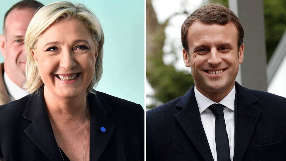 French presidential candidates Marine Le Pen and Emmanuel Macron