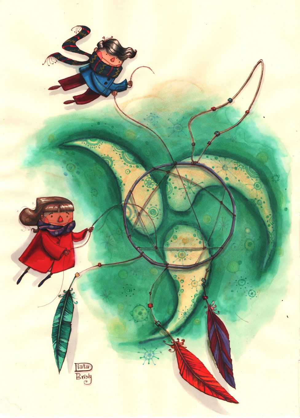Dreamcatcher - an illustration by Diala Brisly, encouraging children to hang on to their dreams